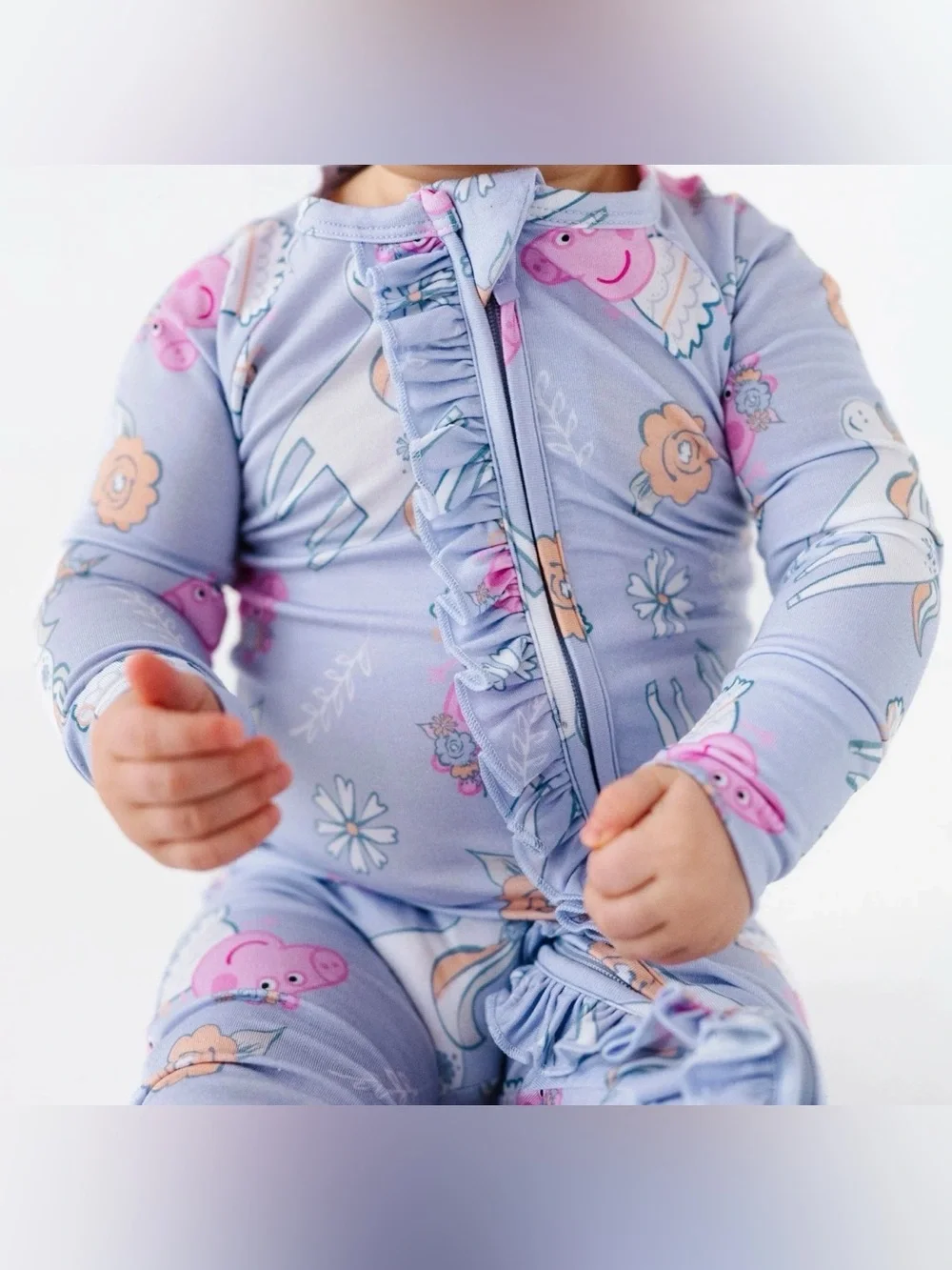 BUMS & ROSES Baby Girl Peppa Pig Bamboo Ruffle Romper - 0-3M